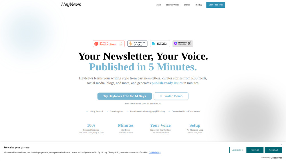 Heynews website screenshot