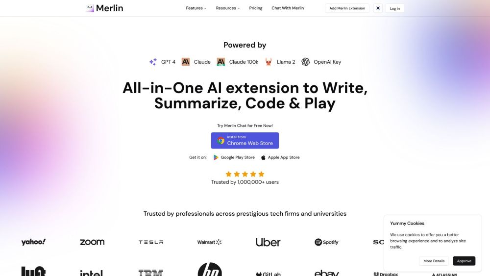 Merlin Ai website screenshot