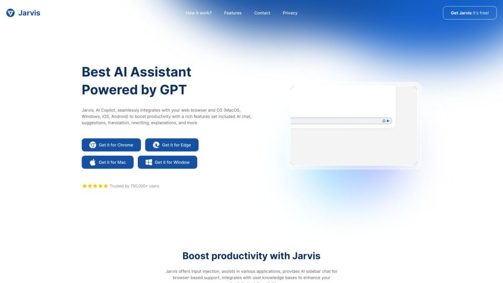 Jarvis Ai website screenshot