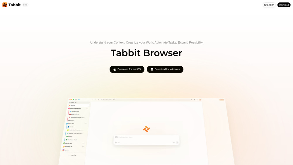 Tabbit website screenshot