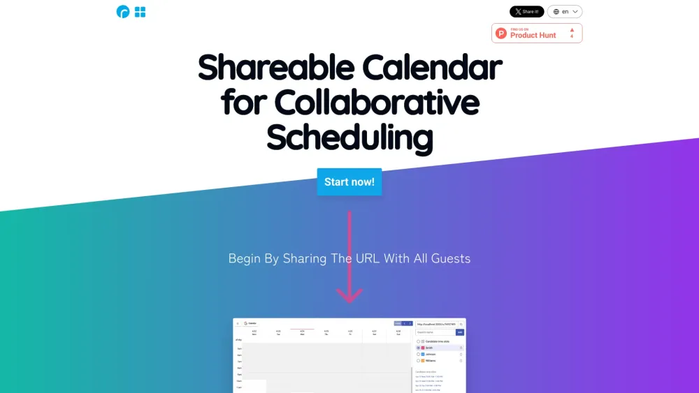 Shareable Calendar For Scheduling website screenshot