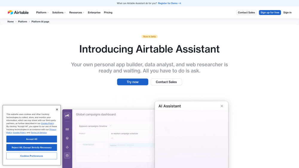 Airtable Ai Assistant website screenshot