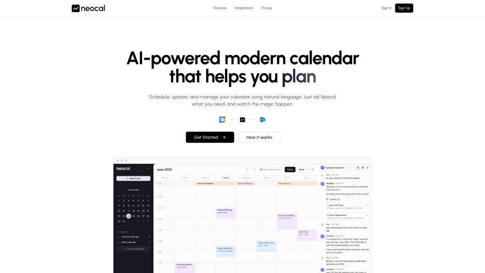 Neocal website screenshot