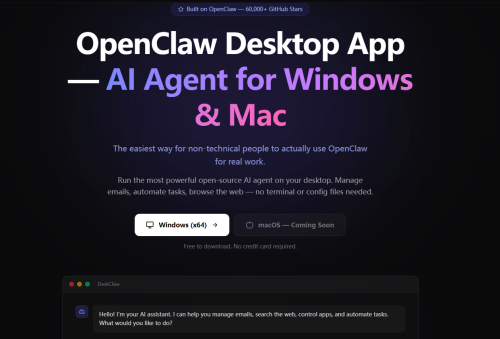 Deskclaw website screenshot