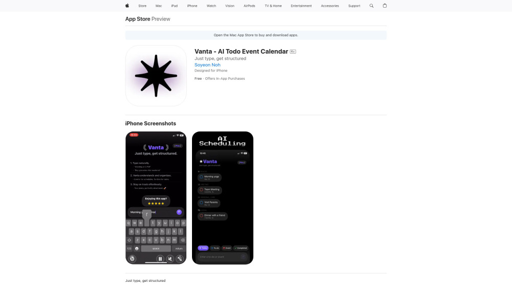 Vanta Ai Scheduler website screenshot
