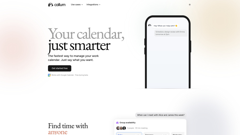 Callum website screenshot