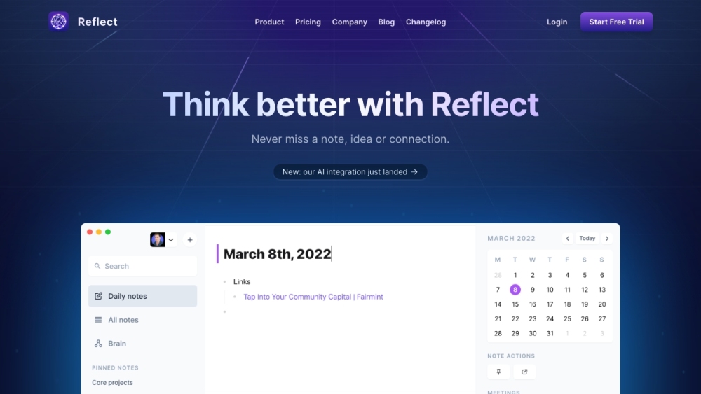 Reflect Ai website screenshot